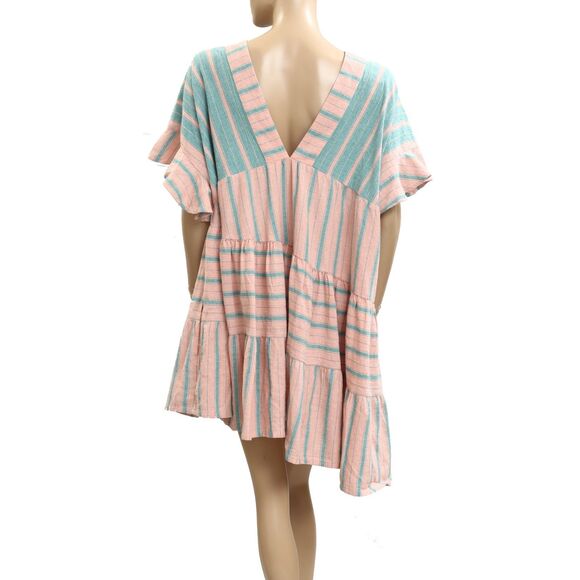 Free People Everyday Living Oversized Tunic Dress Striped Print Ruffle S 283137 - Picture 6 of 8